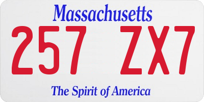 MA license plate 257ZX7