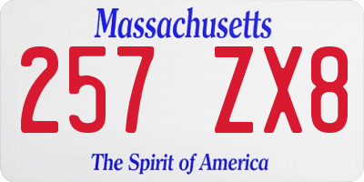 MA license plate 257ZX8