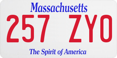 MA license plate 257ZY0