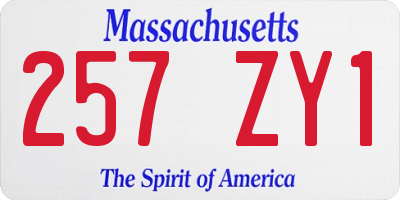 MA license plate 257ZY1