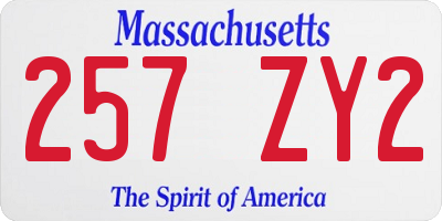 MA license plate 257ZY2