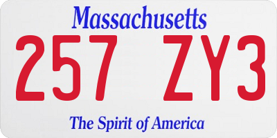 MA license plate 257ZY3