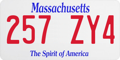 MA license plate 257ZY4