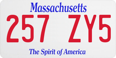 MA license plate 257ZY5
