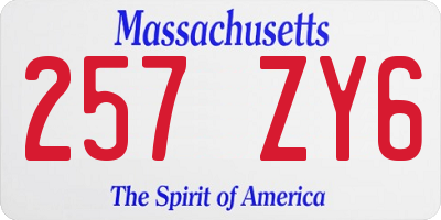 MA license plate 257ZY6