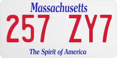 MA license plate 257ZY7