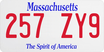 MA license plate 257ZY9