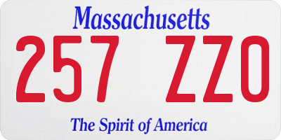 MA license plate 257ZZ0