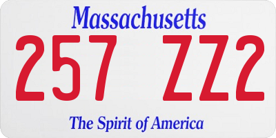 MA license plate 257ZZ2