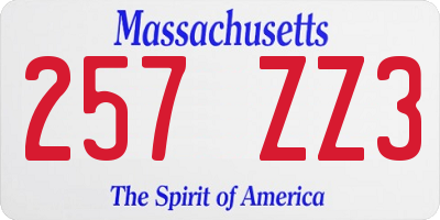 MA license plate 257ZZ3