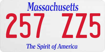 MA license plate 257ZZ5