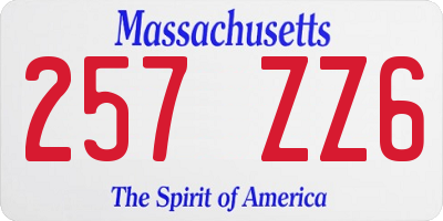 MA license plate 257ZZ6