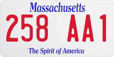 MA license plate 258AA1