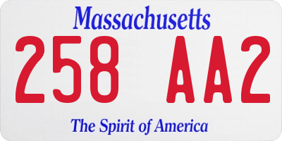 MA license plate 258AA2