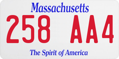 MA license plate 258AA4