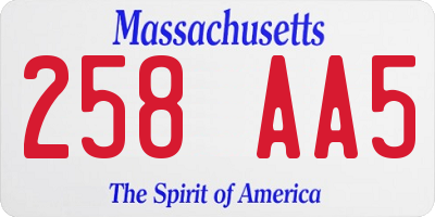 MA license plate 258AA5