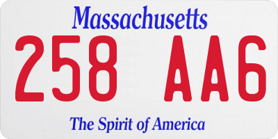 MA license plate 258AA6