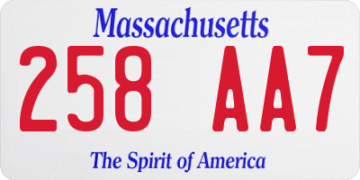 MA license plate 258AA7