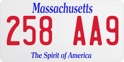MA license plate 258AA9