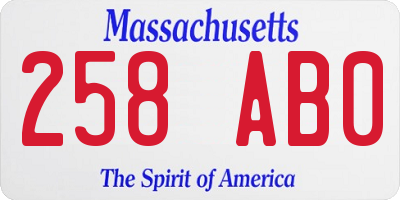 MA license plate 258AB0