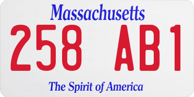 MA license plate 258AB1