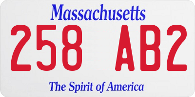 MA license plate 258AB2