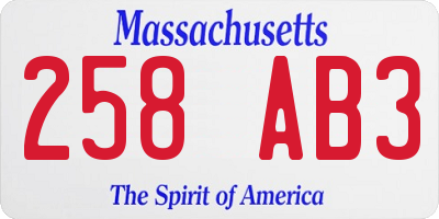 MA license plate 258AB3
