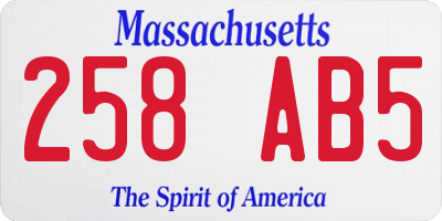 MA license plate 258AB5