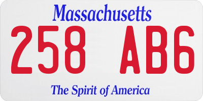 MA license plate 258AB6