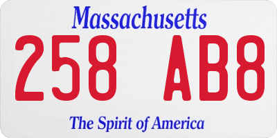 MA license plate 258AB8