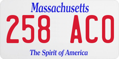 MA license plate 258AC0