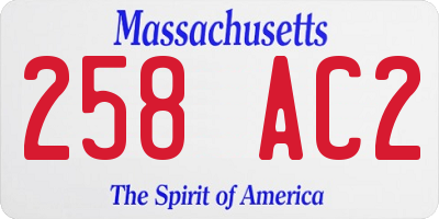 MA license plate 258AC2
