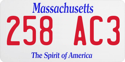 MA license plate 258AC3