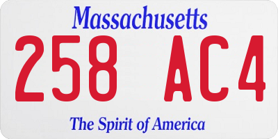MA license plate 258AC4