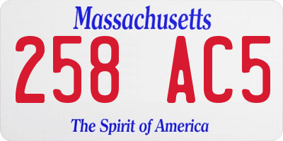 MA license plate 258AC5