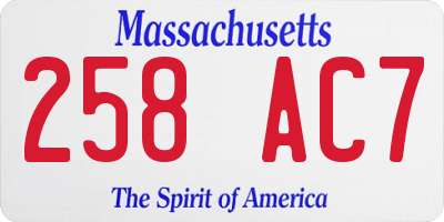 MA license plate 258AC7