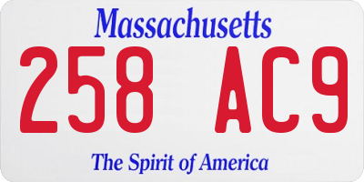 MA license plate 258AC9