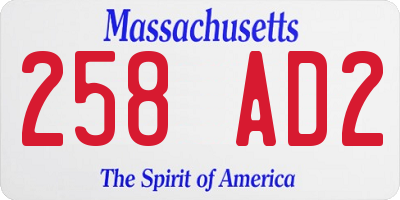 MA license plate 258AD2