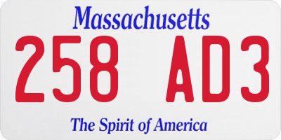 MA license plate 258AD3