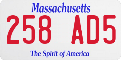 MA license plate 258AD5