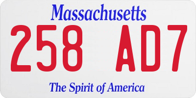 MA license plate 258AD7