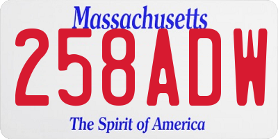 MA license plate 258ADW