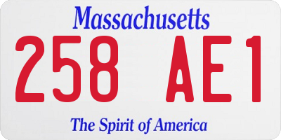 MA license plate 258AE1