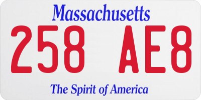MA license plate 258AE8