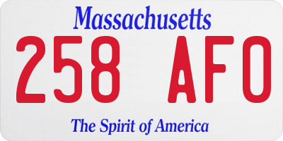 MA license plate 258AF0