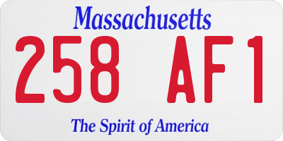MA license plate 258AF1