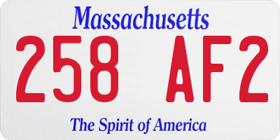 MA license plate 258AF2