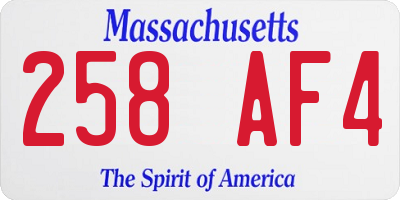 MA license plate 258AF4