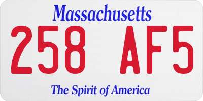 MA license plate 258AF5