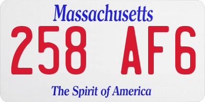 MA license plate 258AF6